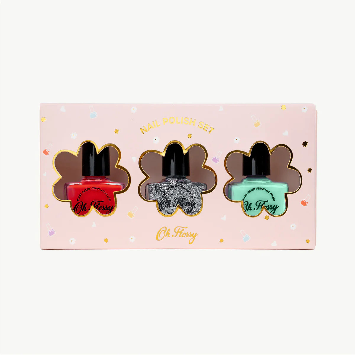 Oh Flossy Nail Polish Set - 12 Colors Christmas Nail Art Kit with Glitter & Matte Finishes | Perfect for Holiday Parties, Gift Giving & DIY Nail Designs