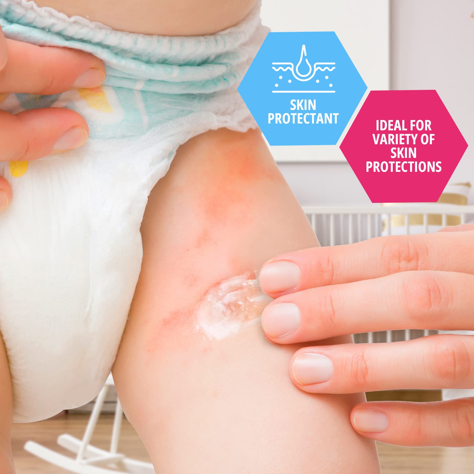 MED PRIDE Petroleum Jelly with Fresh Baby Scent - Skin Protectant for Dry Skin, Rashes, Minor Burns & Wounds - Powerful Moisturizer for Chapped Lips, Dry Hands, Chafed Skin & Diaper Rash - 8oz Pink Jar - Perfect for Baby Care, First Aid Kits & Daily Skincare Routine