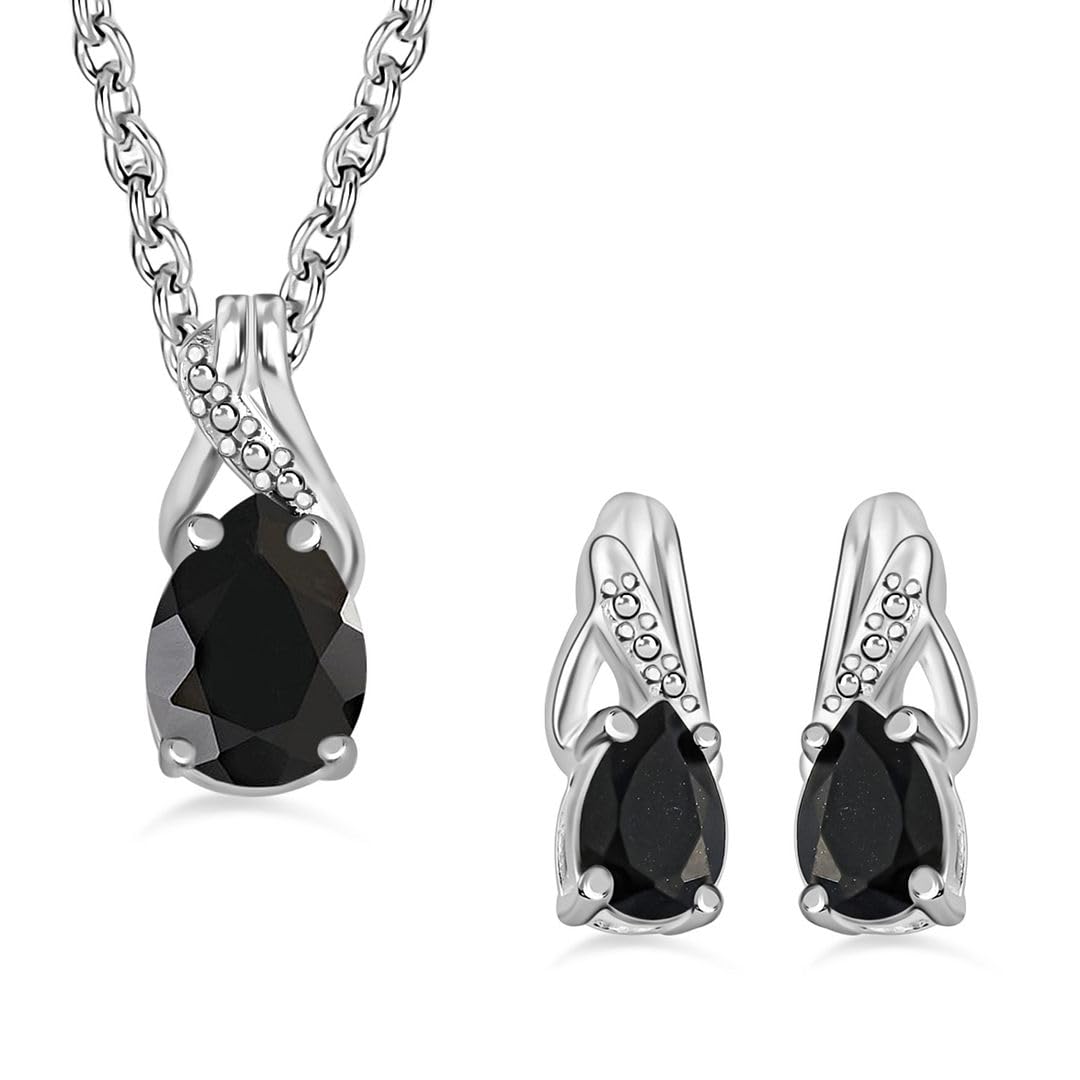 Shop LC Women's Teardrop Pendant Necklace & Dangle Earrings Set - 925 Sterling Silver Stainless Steel Jewelry for Wedding, Birthday Gifts | Elegant Costume Jewelry Set for Everyday Wear & Special Occasions