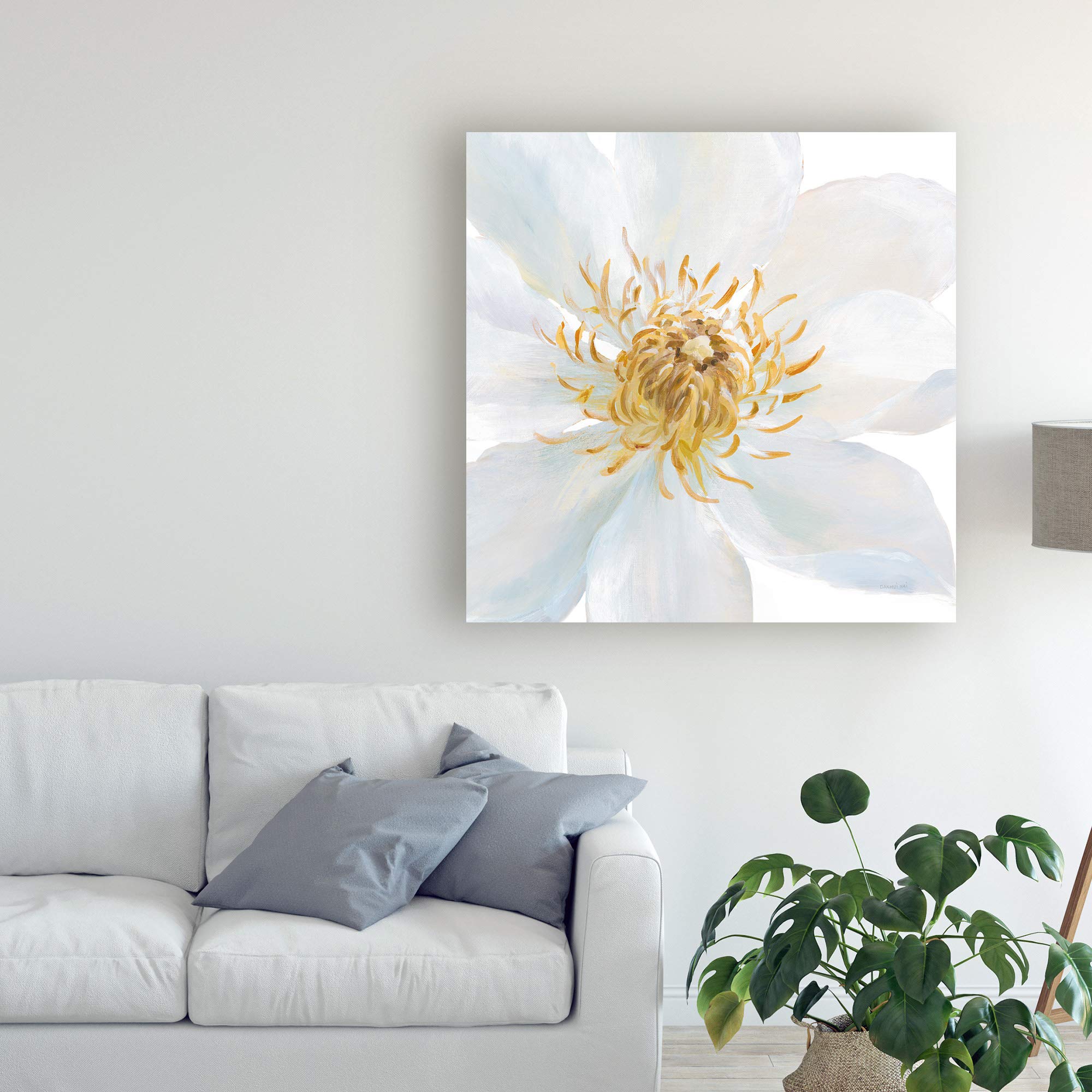 Danhui NAI Contemporary Clematis Gray Art Print - 18x18 Inch Framed Wall Decor for Living Room, Bedroom & Office | Trademark Fine Art Collection