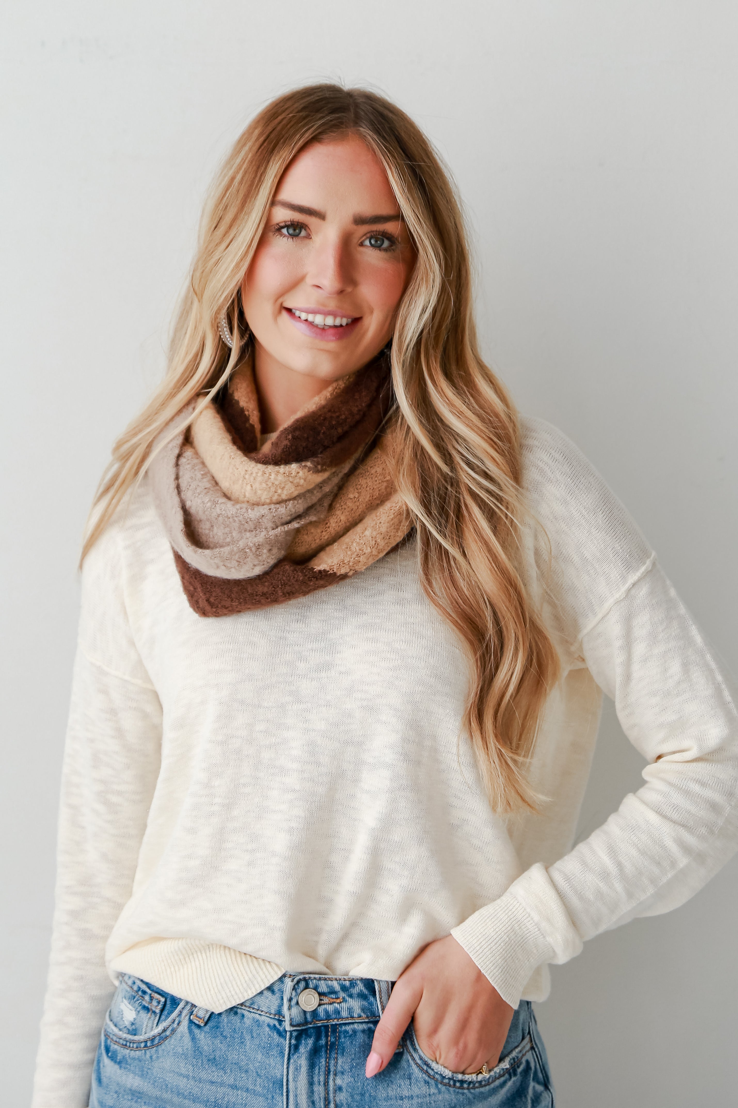 Cozy Brown Infinity Scarf for Women - Soft Warm Winter Fashion Accessory - Perfect for Cold Weather, Office Wear & Holiday Gifts