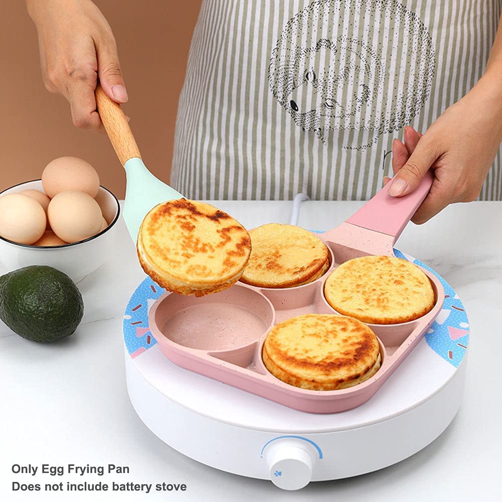 Nonstick Egg Frying Pan - 4 Cup Aluminum Alloy Pancake Griddle with Long Handle for Easy Omelette & Breakfast Cooking | Perfect for Home Kitchen, Camping & Quick Meals