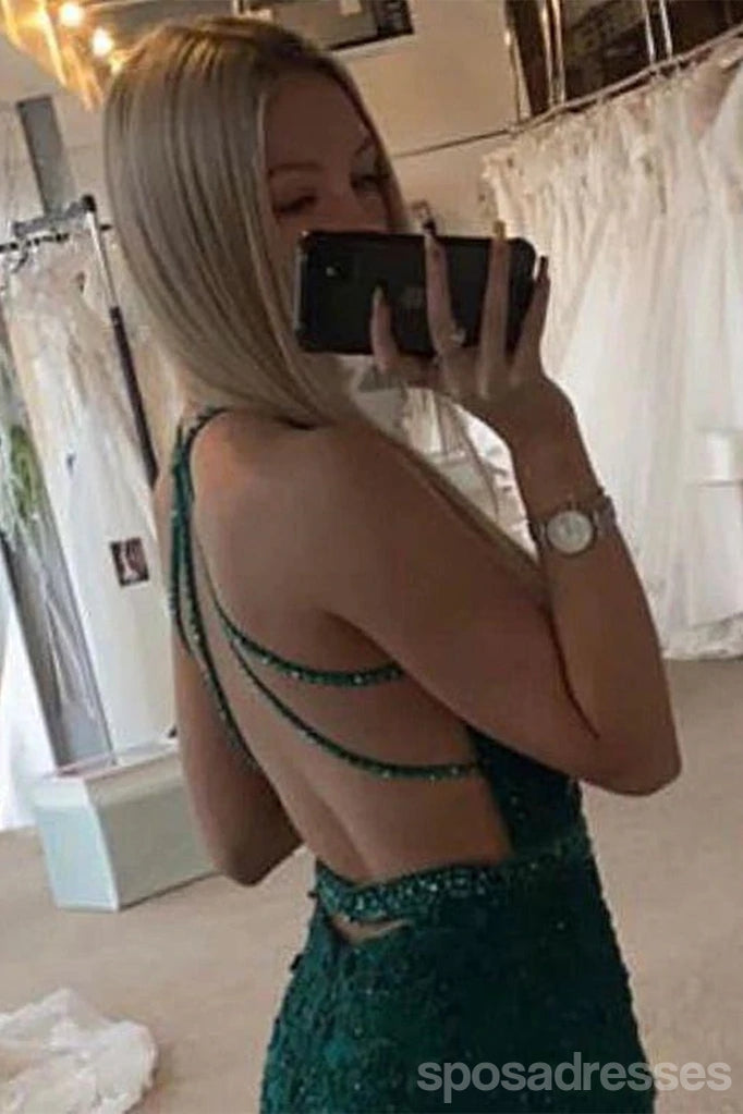 Emerald Green Mermaid Prom Dress with Spaghetti Straps & V-Neck | Elegant Long Formal Gown for Homecoming, Wedding, and Special Occasions | Style 12862