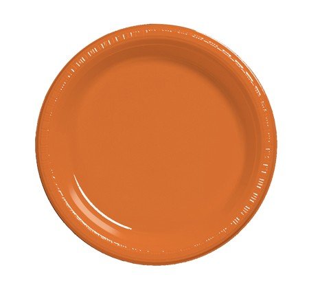 240-Pack Sunkissed Orange Disposable Plastic Plates 10 Inch - Bulk Party Dinner Plates for Banquets, BBQs, Picnics & Outdoor Events