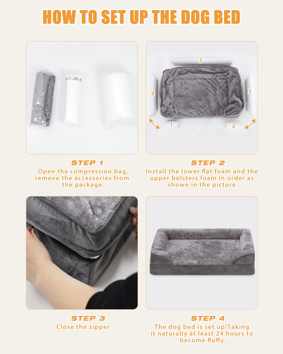 **Orthopedic Dog Bed for Large Dogs - Waterproof, Non-Slip, Washable Cover - Extra Large Dog Couch (44x32 Inches, Gray) - Perfect for Senior Dogs & Joint Pain Relief**    *(Use Case: Ideal for older dogs, pets with arthritis, or post-surgery recovery—provides comfort and support for better sleep and joint health.)*