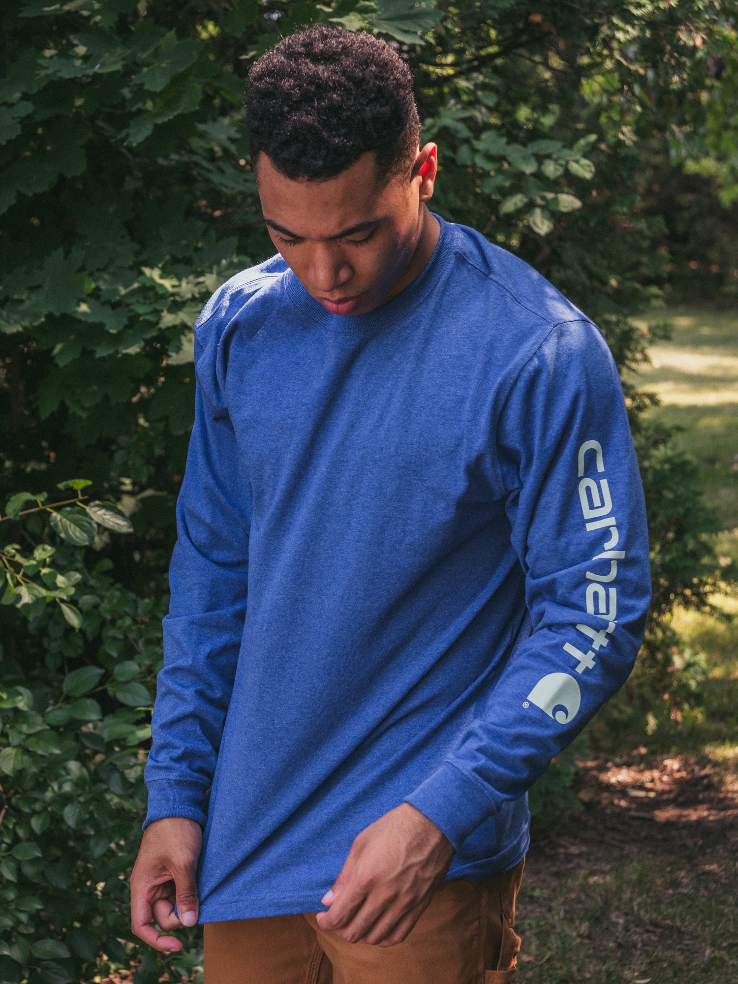 Carhartt Signature Long Sleeve T-Shirt for Men - Durable Workwear & Casual Wear - Clearance Sale - Perfect for Construction, Outdoor Activities & Everyday Comfort