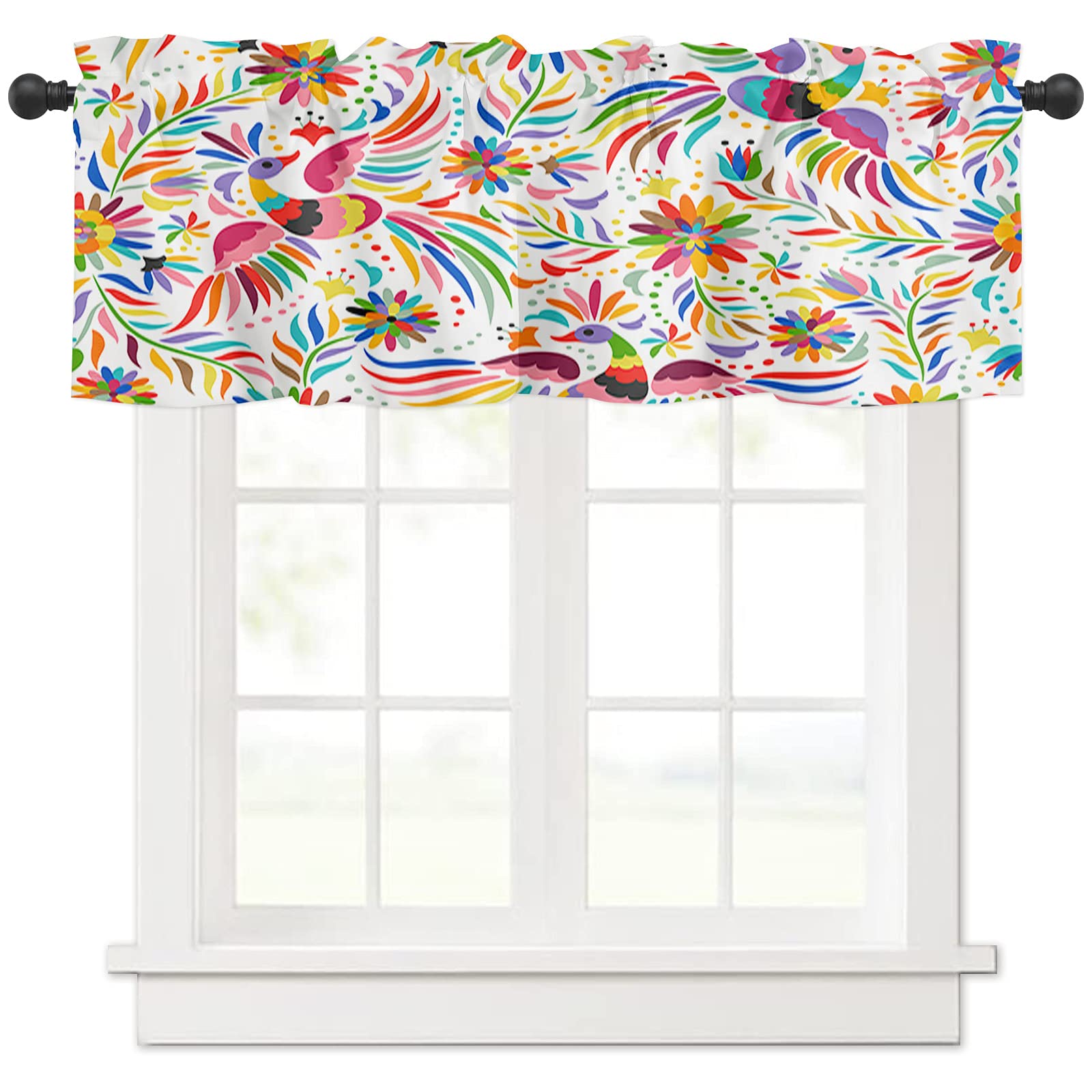 Mexican Embroidery Bird Art Valance Curtains - 54