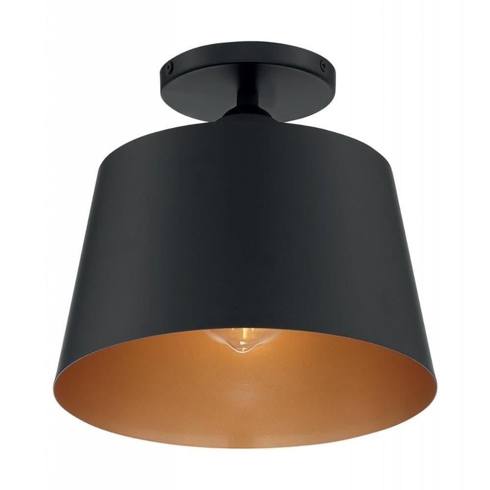 Nuvo Lighting 45923673214 One Light Semi Flush Mount Ceiling Fixture - Black and Gold Finish - Perfect for Bedroom, Hallway or Entryway Lighting