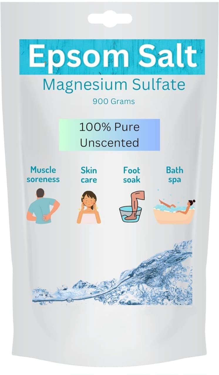 Epsom Salt for Bath & Foot Soak | 100% Pure Magnesium Sulfate Crystals | Muscle Relaxation & Pain Relief | Unscented Spa & Pedicure Essential | Perfect for Relaxation, Detox & Post-Workout Recovery
