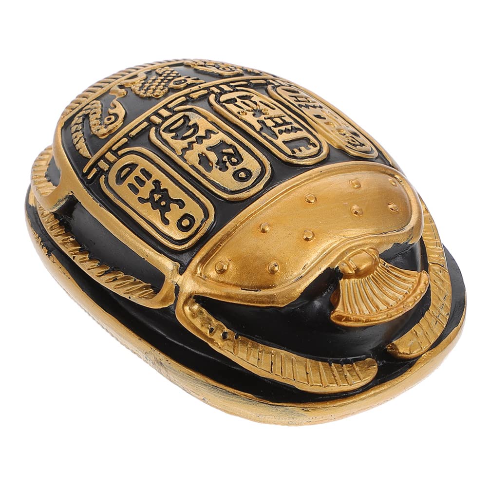 ULTNICE Egyptian Scarab Beetle Statue - Handcrafted Resin Scarab Ornament, Mini Egyptian Bug Decor for Home & Office - Perfect Egyptian Style Gift for Car Dashboard, Table, Shelf (Golden) - Ideal for Ancient Egypt Theme Decor, Spiritual Protection & Unique Gift Giving