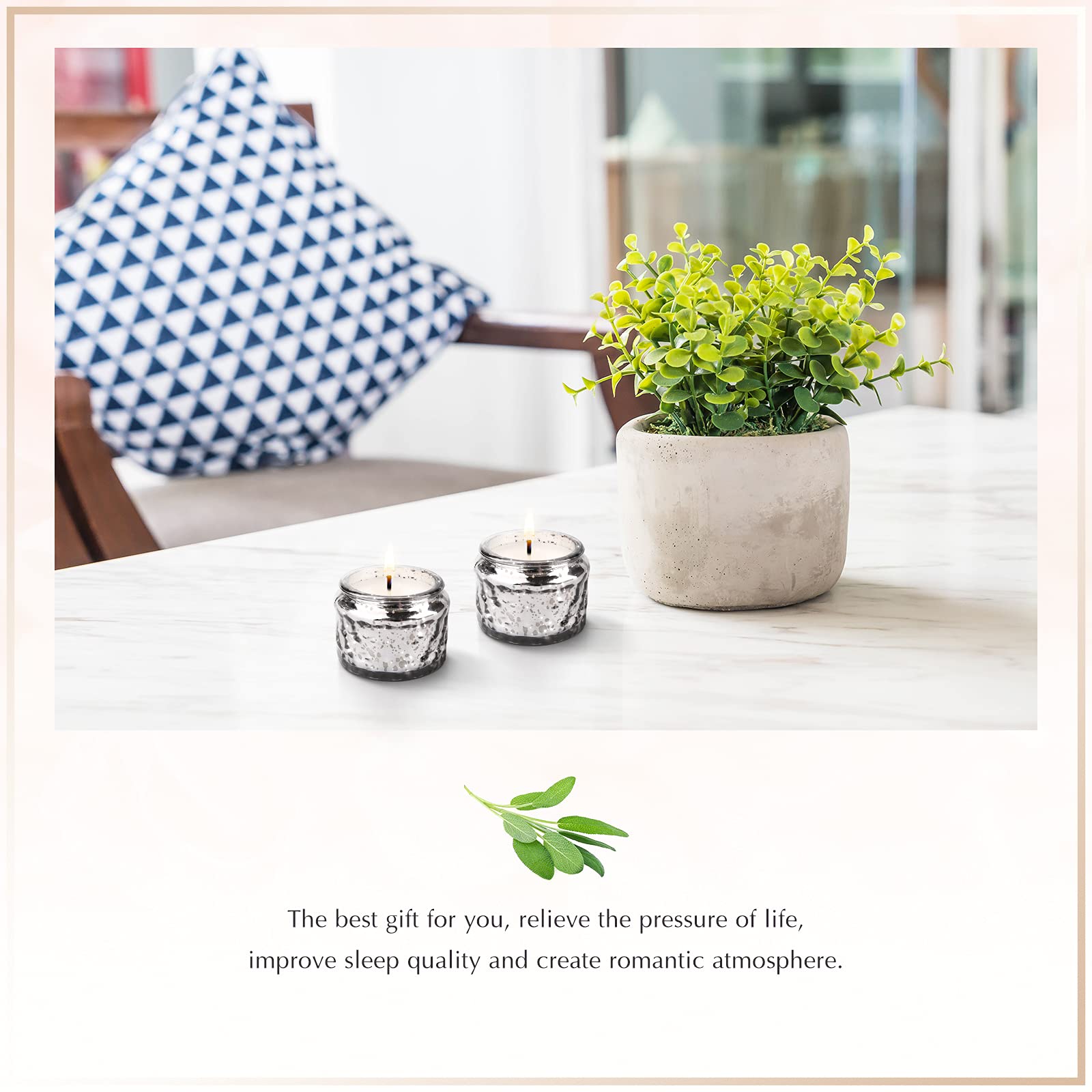Romantic Sage & Sea Salt Scented Soy Candle with Essential Oils | 100% Natural Smokeless Candle for Sleep & Relaxation | Aromatherapy for Bedroom, Bath & Meditation
