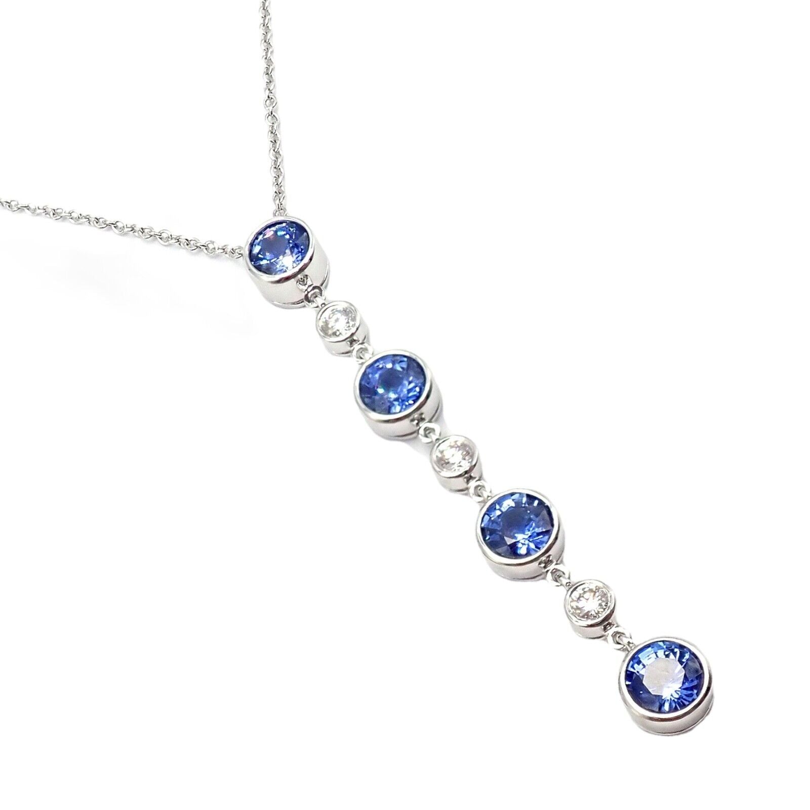 Authentic Tiffany & Co Platinum Jazz Diamond Tanzanite Pendant Necklace for Women - Elegant Jewelry Gift for Anniversary, Birthday & Special Occasions