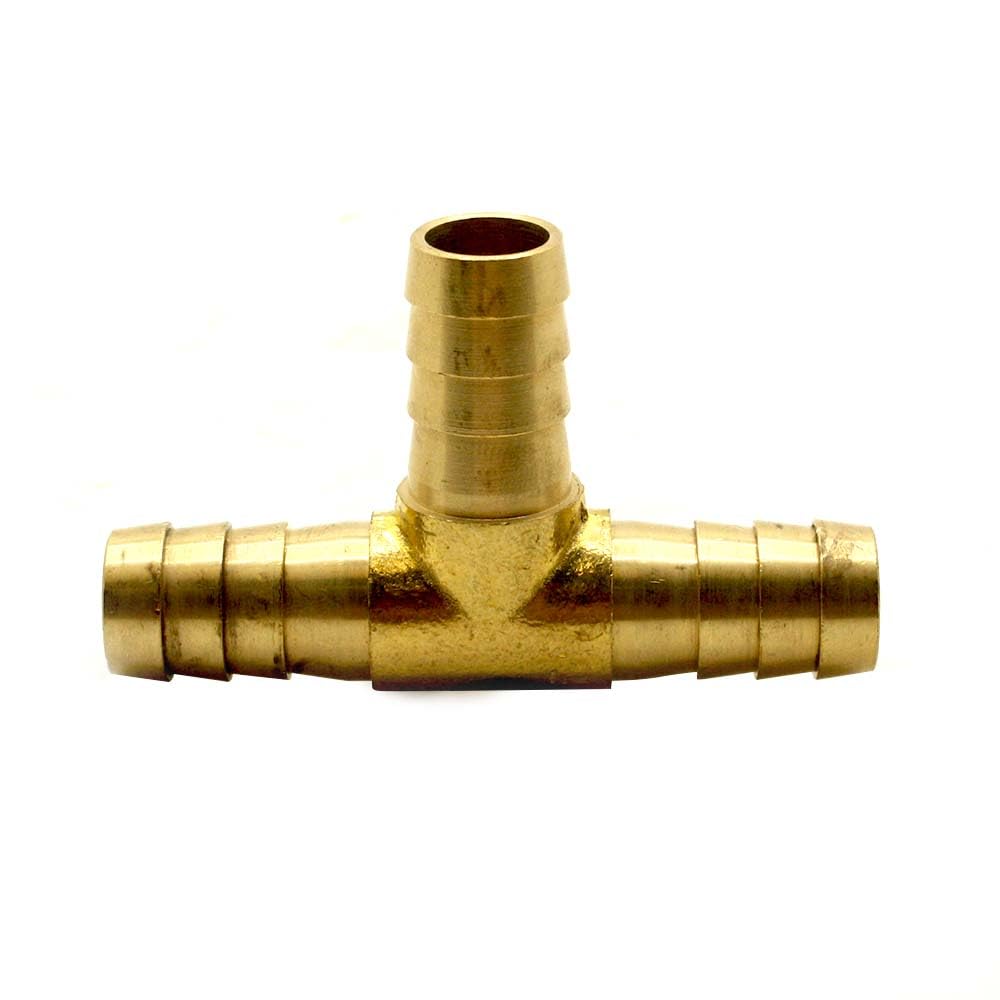 4400787 3/8 Inch Hose Barb Tee - 10 Pack - Brass Fitting for Water, Air & Fuel Lines - Perfect for Plumbing, Automotive & Irrigation Systems