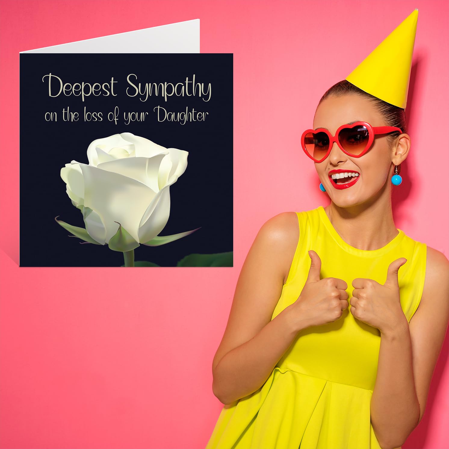 Floral Rose Sympathy Cards for Loss of Daughter - Deepest Condolences Thinking of You Greeting Cards (145mm x 145mm) - Perfect for Expressing Grief & Support During Bereavement | Funeral, Memorial Service & Comforting Loved Ones