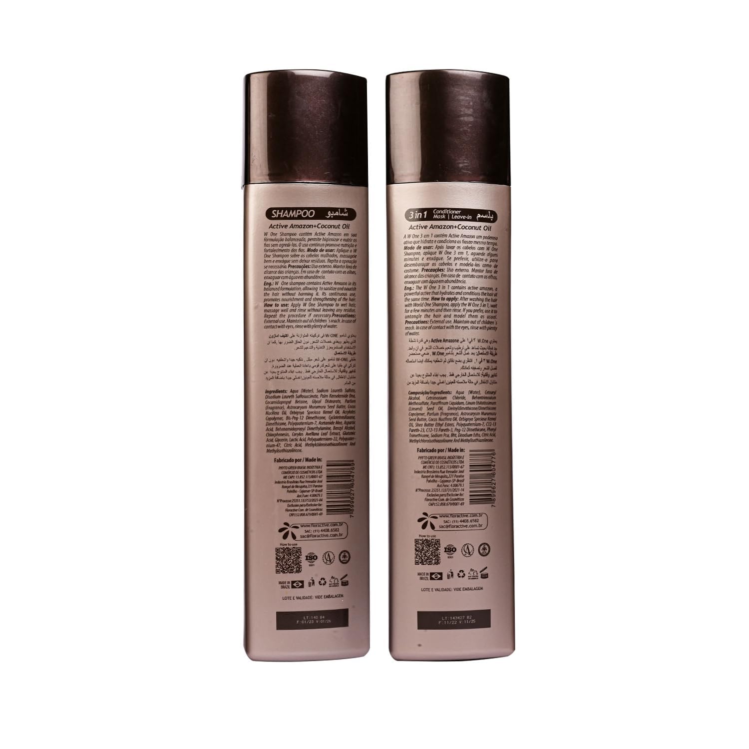 W One Shampoo & 3-in-1 Conditioner Set 1000ml (33.8oz) - Brown Hair Care for Men & Women - Perfect for Daily Use, Travel & Gym