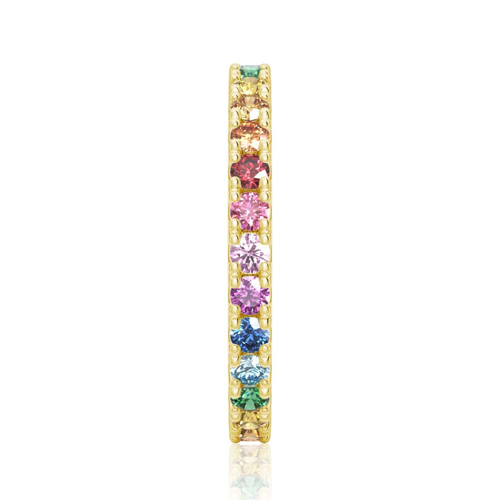 Multi Color Rainbow Gemstone Eternity Ring for Women - Elegant Stackable Wedding Band, Anniversary Gift for Her - Perfect for Everyday Wear, Special Occasions & Jewelry Layering