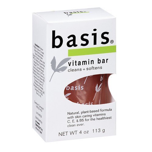 Basis Vitamin Bar Soap 4 oz (Pack of 3) - Gentle Cleansing for Sensitive Skin - Perfect for Daily Face & Body Wash, Travel & Gym