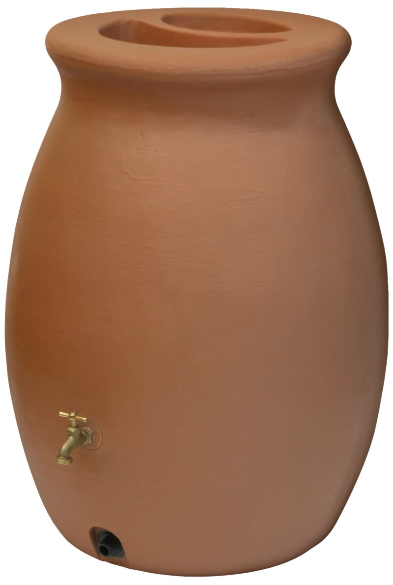 Algreen 81003 Castilla 50-Gallon Rain Barrel in Terra Cotta - Eco-Friendly Water Collection for Garden Irrigation, Lawn Care & Sustainable Outdoor Living