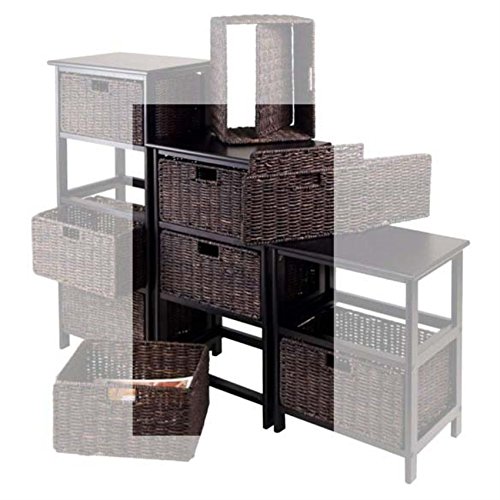 Ergode Wood Storage Rack with 3 Foldable Baskets for Home Organization