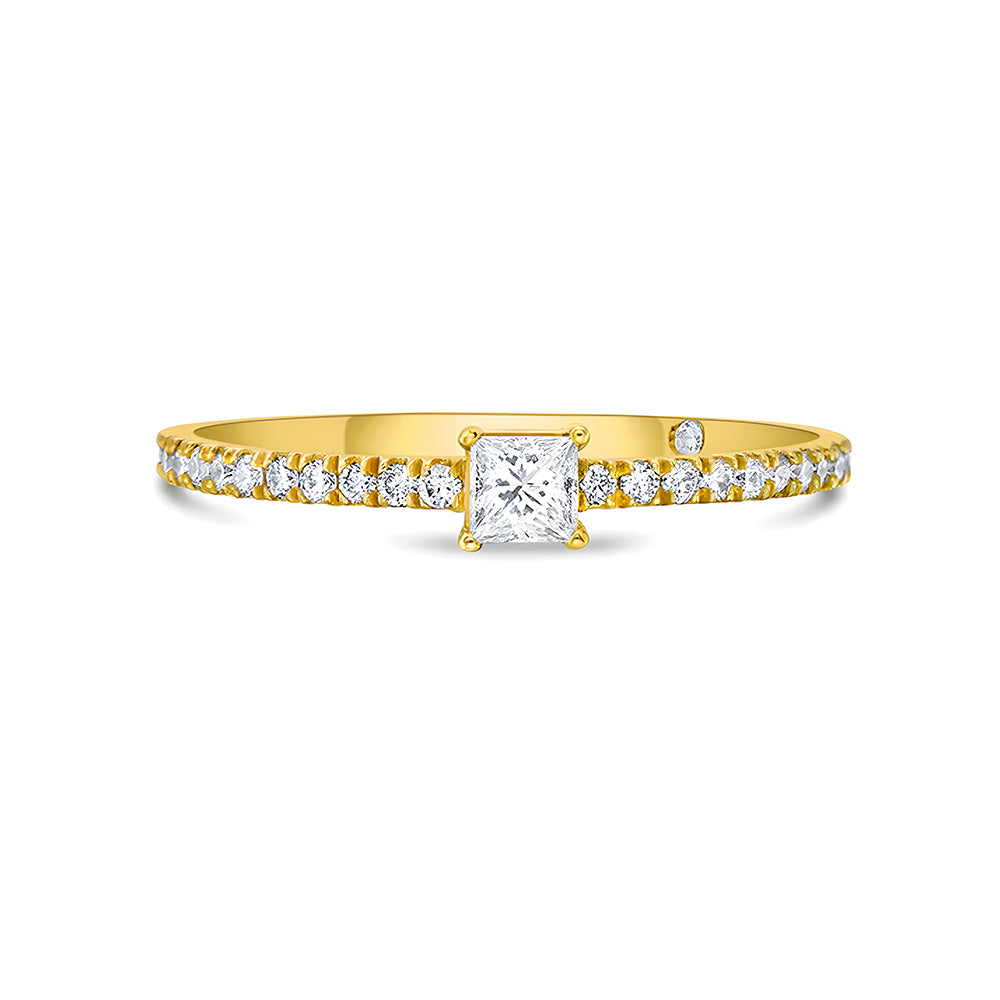 Princess Cut Lab Grown Diamond Promise Ring with Half Eternity Band - Perfect for Engagements, Anniversaries & Special Occasions
