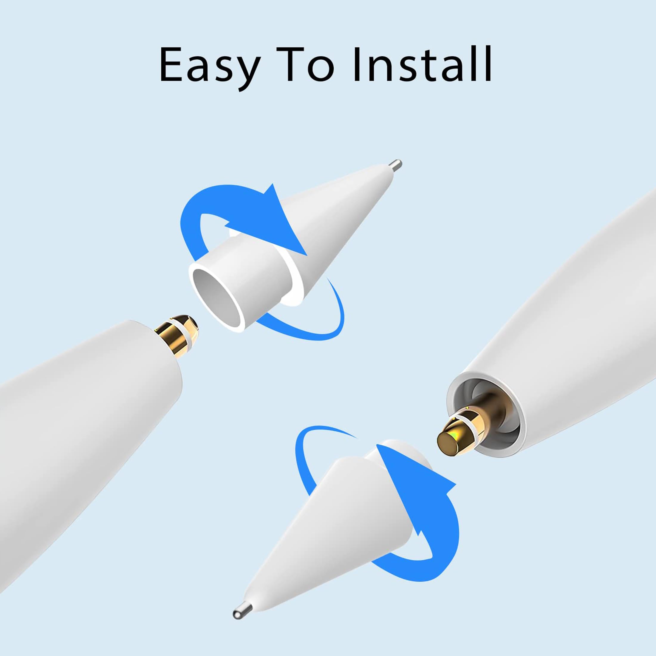 Upgraded Apple Pencil Tips Compatible with 1st & 2nd Gen iPad Pro - Silver + Gold Replacement Nibs for Precise Control & No Wear Out - Perfect for Drawing, Note-Taking & Digital Art