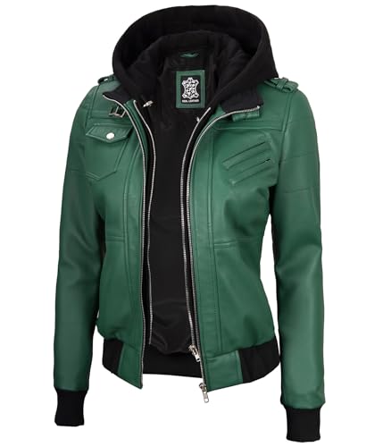 Edinburgh - Green Hooded Leather Jacket