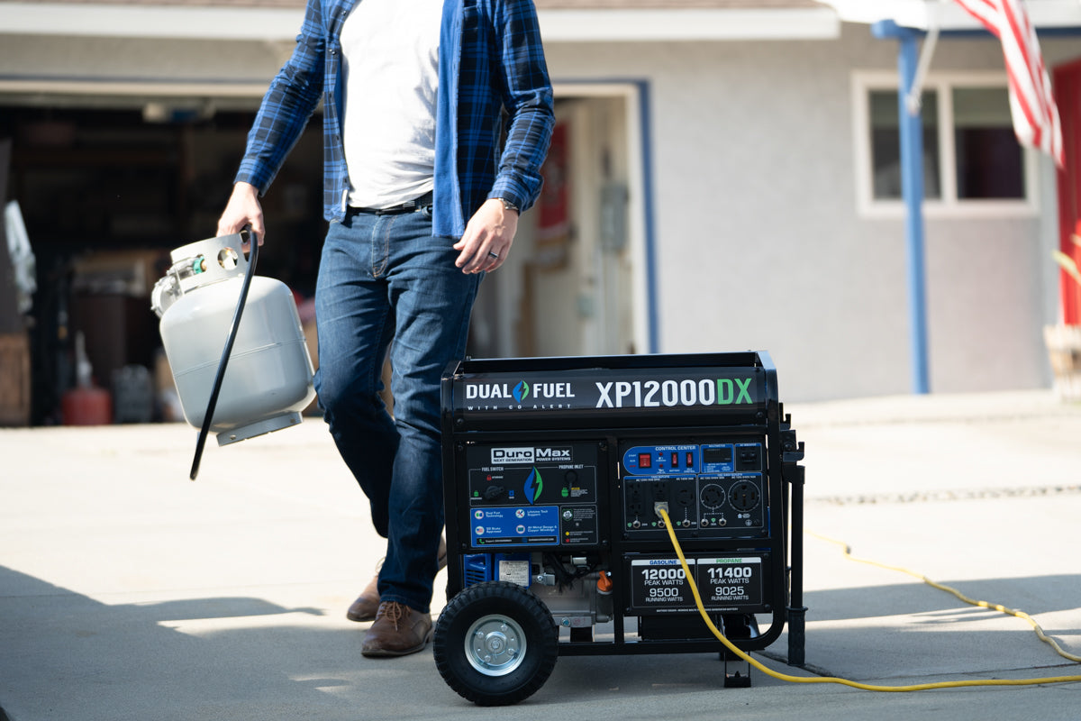 12,000W Dual Fuel Portable Generator with CO Alert - Reliable Backup Power for Home, Camping & Emergency Use