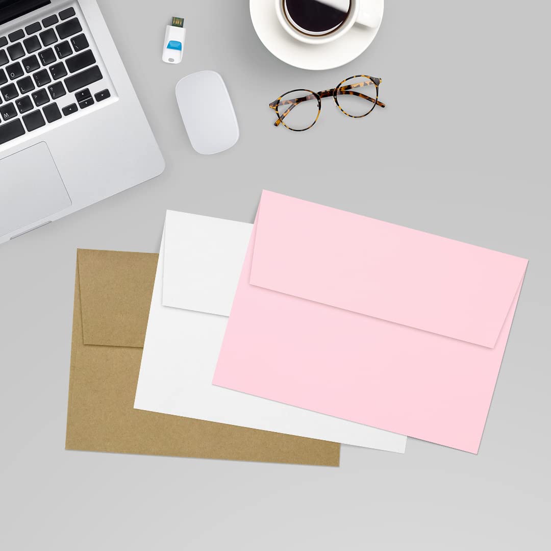 LUXPAPER A7 Invitation Envelopes 5x7 Cards - 80 lb Candy Pink Printable Envelopes with Peel & Press Seal (1000 Pack, 5.25