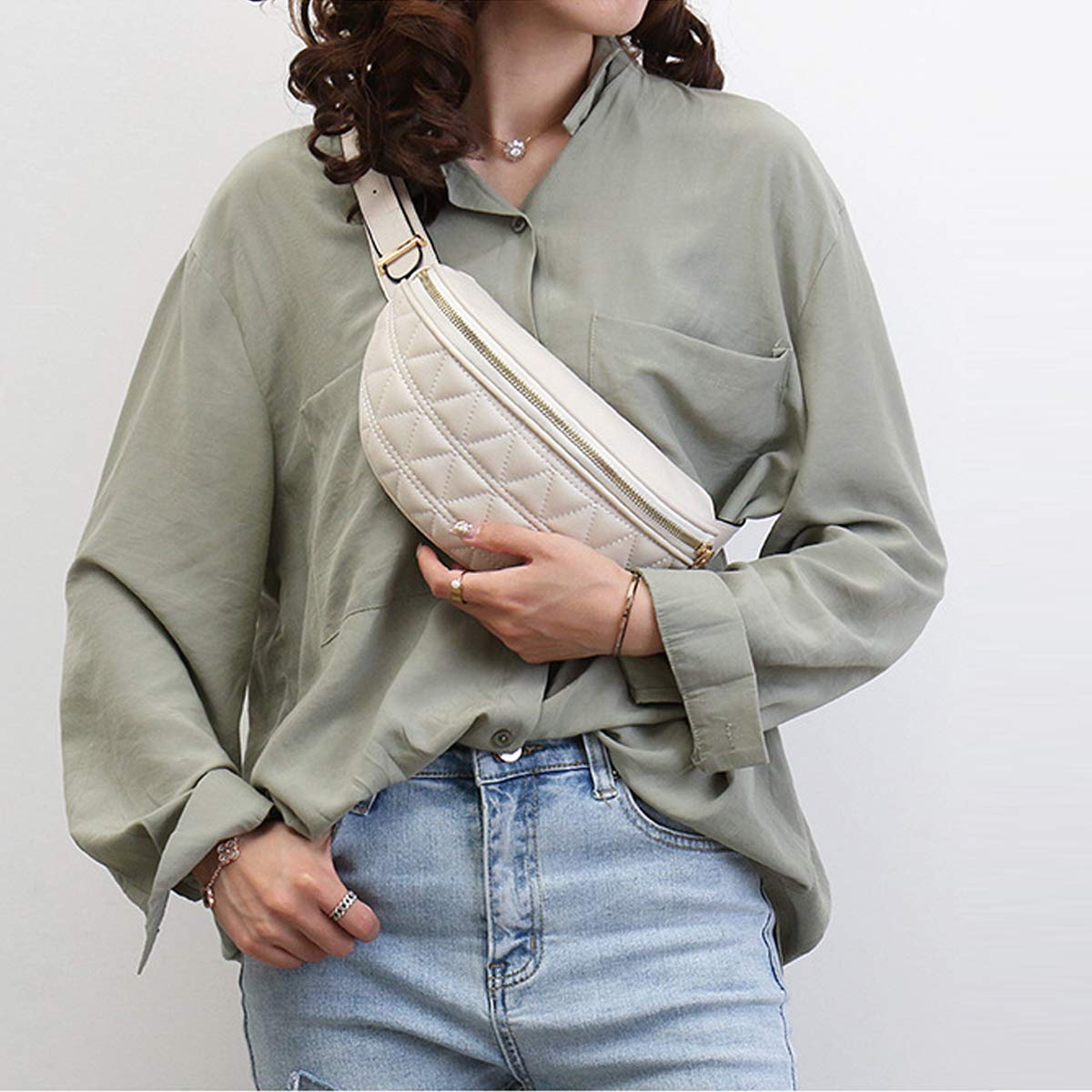 Women's Fashion Quilted Fanny Pack - Crossbody Waist Bag for Sports, Workout & Travel | Hands-Free Belt Purse for Gym, Hiking, Shopping & Daily Use