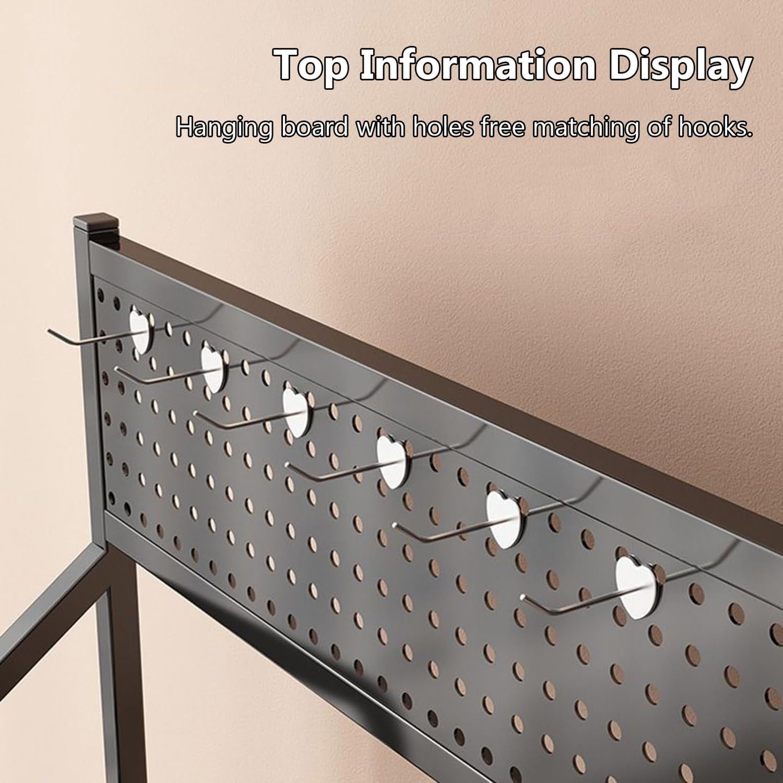 5-Tier Metal Retail Display Rack with Wheels - Heavy Duty Storage Shelf for Snacks, Fruits, Tools - Easy Assembly 19.7