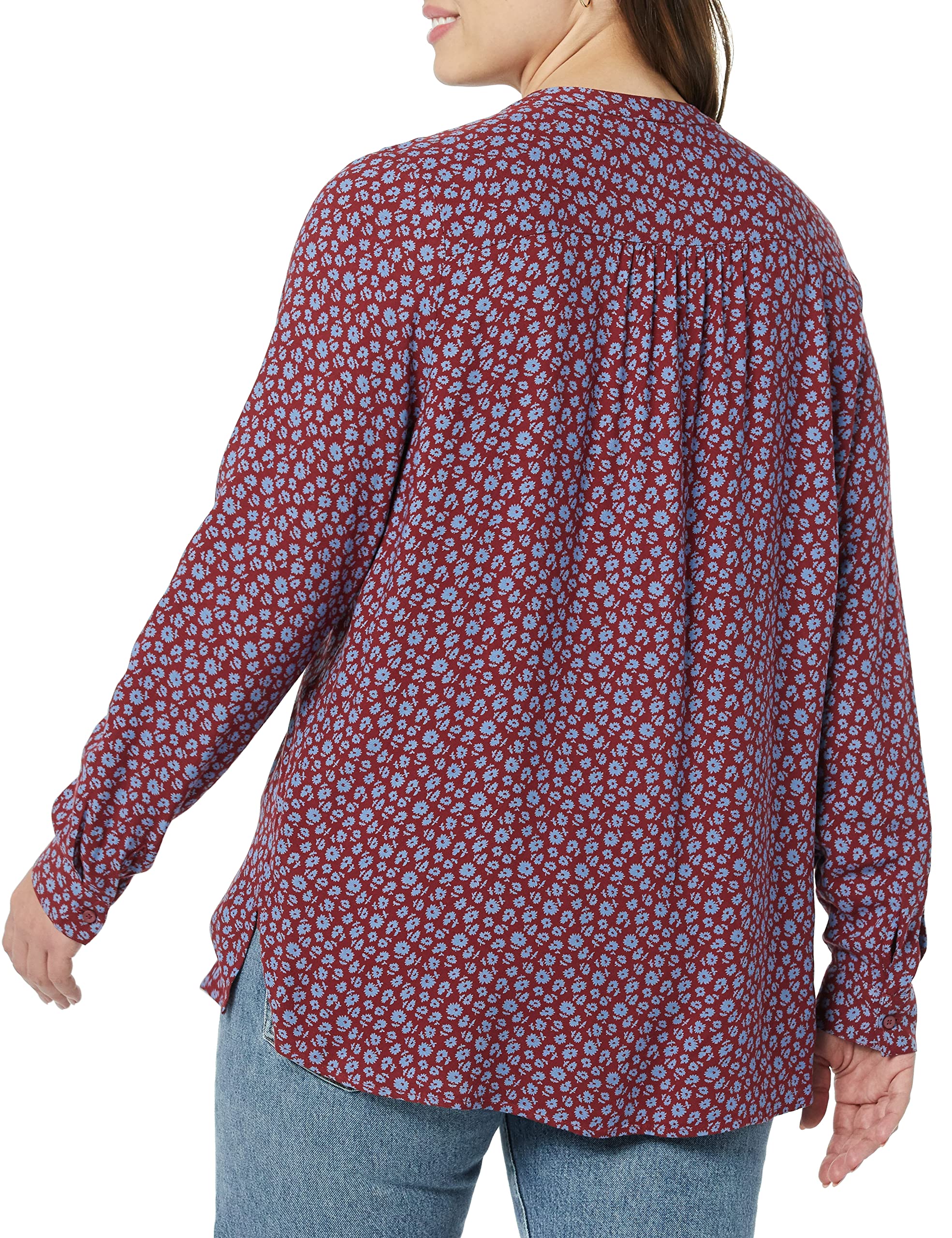 Amazon Essentials Women's Long-Sleeve Woven Blouse - Soft Casual Button Down Shirt for Work & Everyday Wear | Comfortable Office & Weekend Outfit