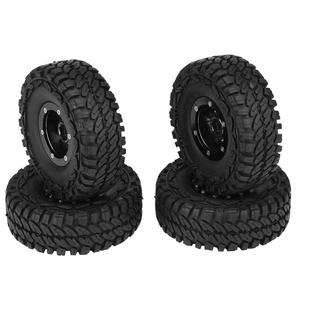 Dilwe 1:10 RC Car Tires - 4Pcs Rubber Tires with Metal Hubs for Crawler Cars - Off-Road Adventure