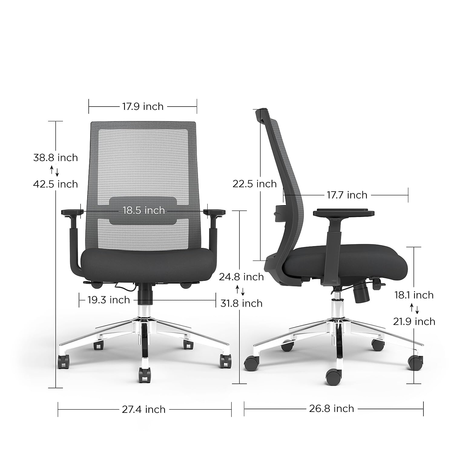 STAPLES Union & Scale 24328573 Mesh and Fabric Ergonomic Office Task Chair with Adjustable Height - Black (53249) - Perfect for Home Office, Workstation & Conference Rooms
