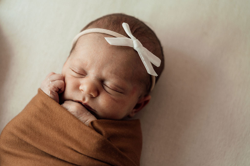 Snuggle Hunny Baby Jersey Wrap & Beanie Set - Soft Cotton Newborn Swaddle Blanket and Hat - Perfect for Hospital Photos, Baby Showers & Cozy Nursery Time (Bronze)
