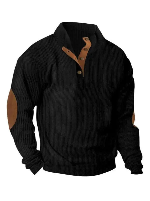 Men's Stand Collar Corduroy Sweatshirt - Comfortable Casual Pullover for Fall & Winter - Perfect for Outdoor Activities, Work and Daily Wear