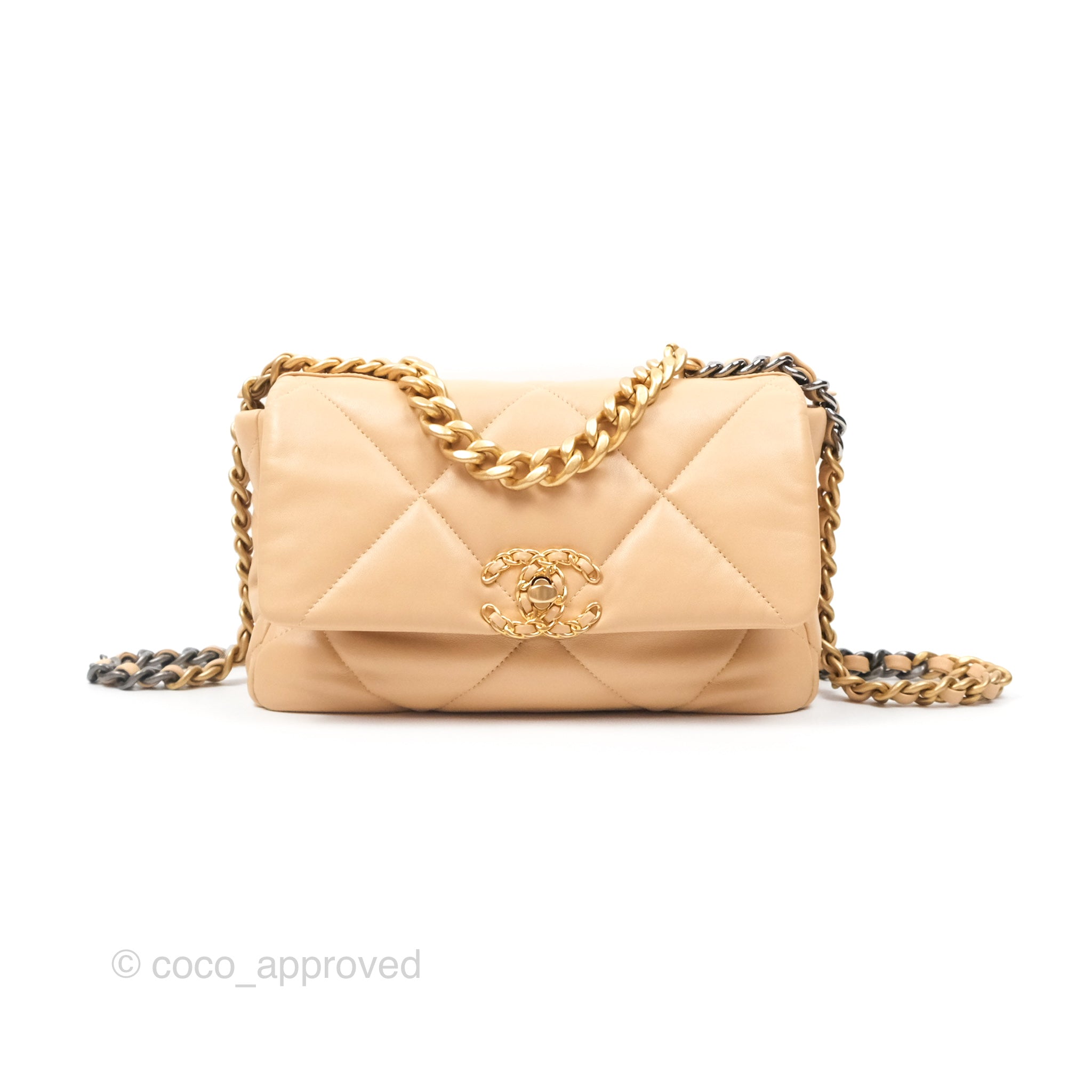 Chanel 19 Small Beige Handbag with Mixed Hardware - Luxury Crossbody Bag for Women, Perfect for Date Night & Special Occasions
