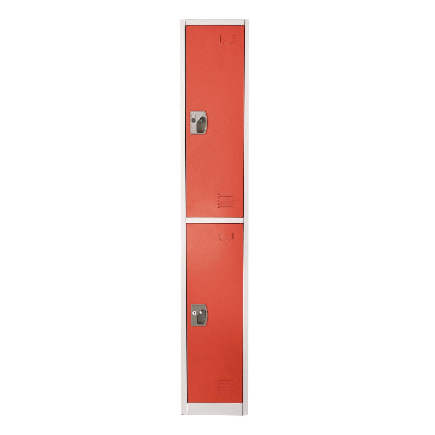 Steel Storage Locker with 2 Compartments - 12 x 12 x 72 Inches, Red - Heavy Duty Metal Locker for Office, School, Gym & Warehouse Organization