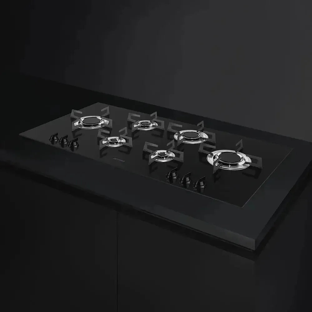 Smeg 100cm Dolce Stil Novo 5-Burner Gas Ceramic Cooktop in Black - Premium Kitchen Appliance for Modern Home Cooking & Entertaining