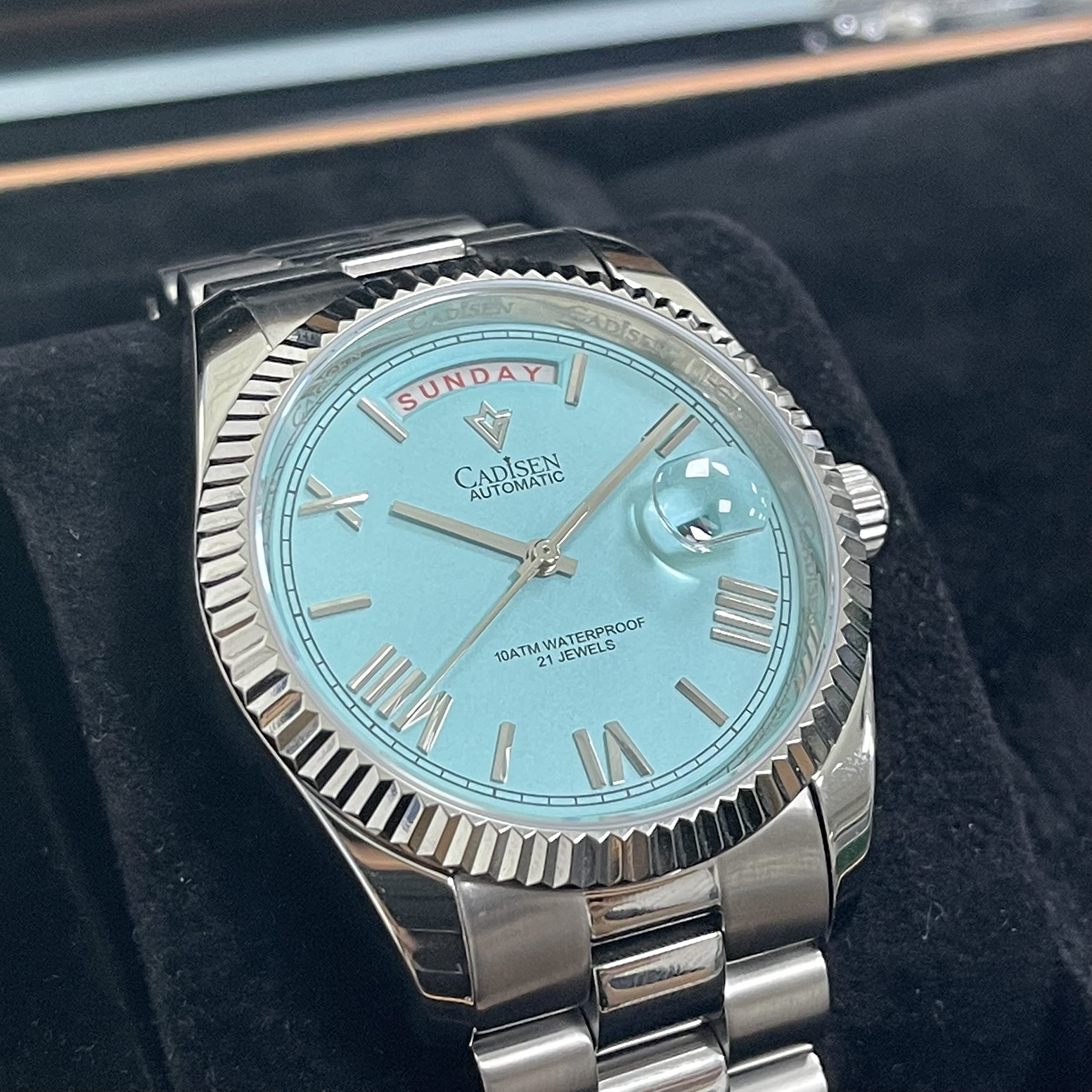 CADISEN Men's Automatic Mechanical Watch with MIYOTA 8285 Movement, Sapphire Crystal, 50M Waterproof - Perfect for Business, Casual & Outdoor Activities