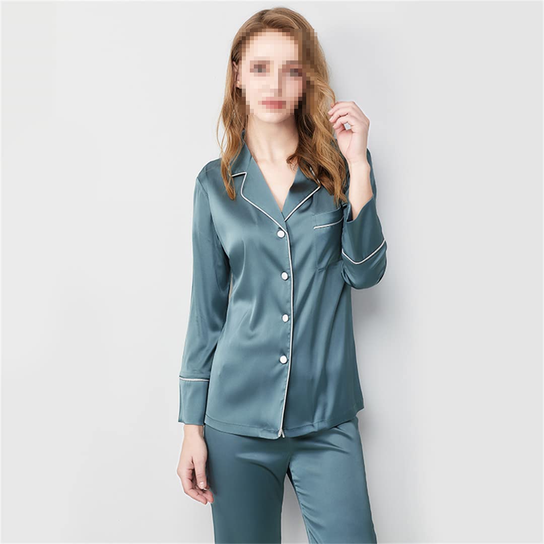 Luxury Women's 100% Silk Satin Pajama Set - Long Sleeve Button Down Sleepwear for Comfortable Nights & Relaxing Evenings at Home