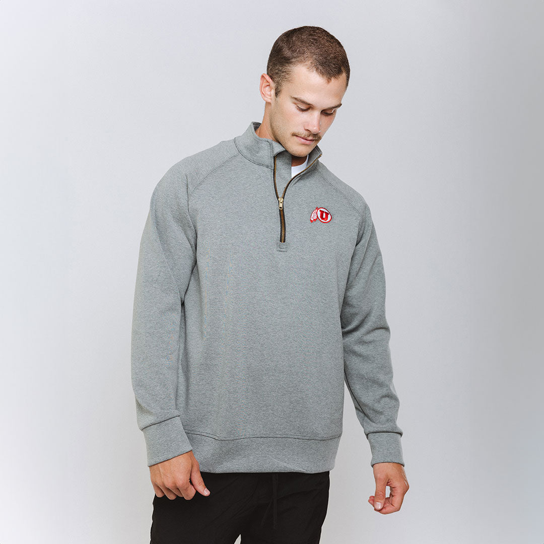 Men's Utah Oxford Zip-Up Sweatshirt - Heather Grey | Casual Wear & Outdoor Activities