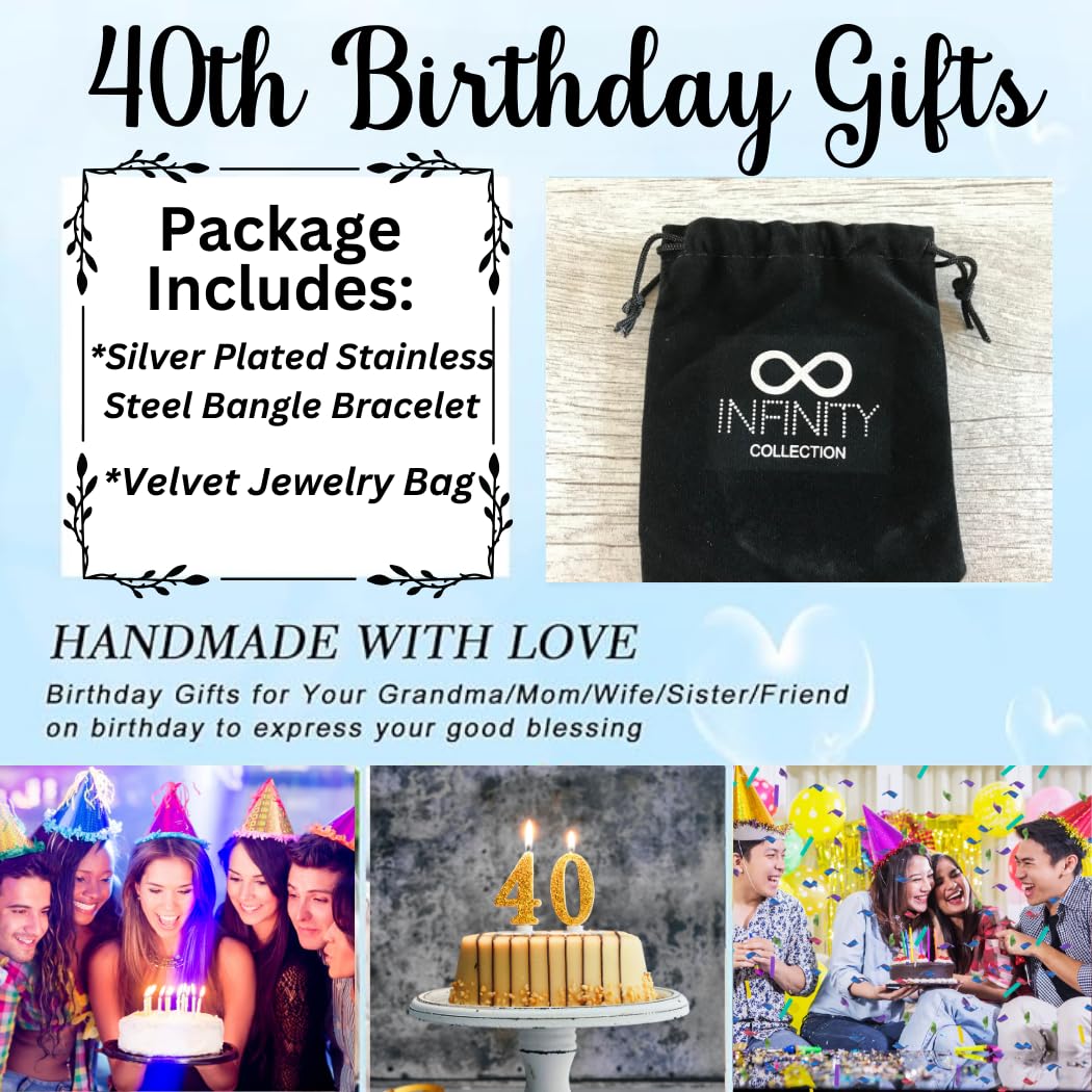 40th Birthday Gift Set for Women - Infinity Collection Expandable Charm Bracelet with Greeting Card | Thoughtful 40th Birthday Present for Wife, Daughter, Sister | Perfect for Milestone Celebrations, Anniversaries & Special Occasions