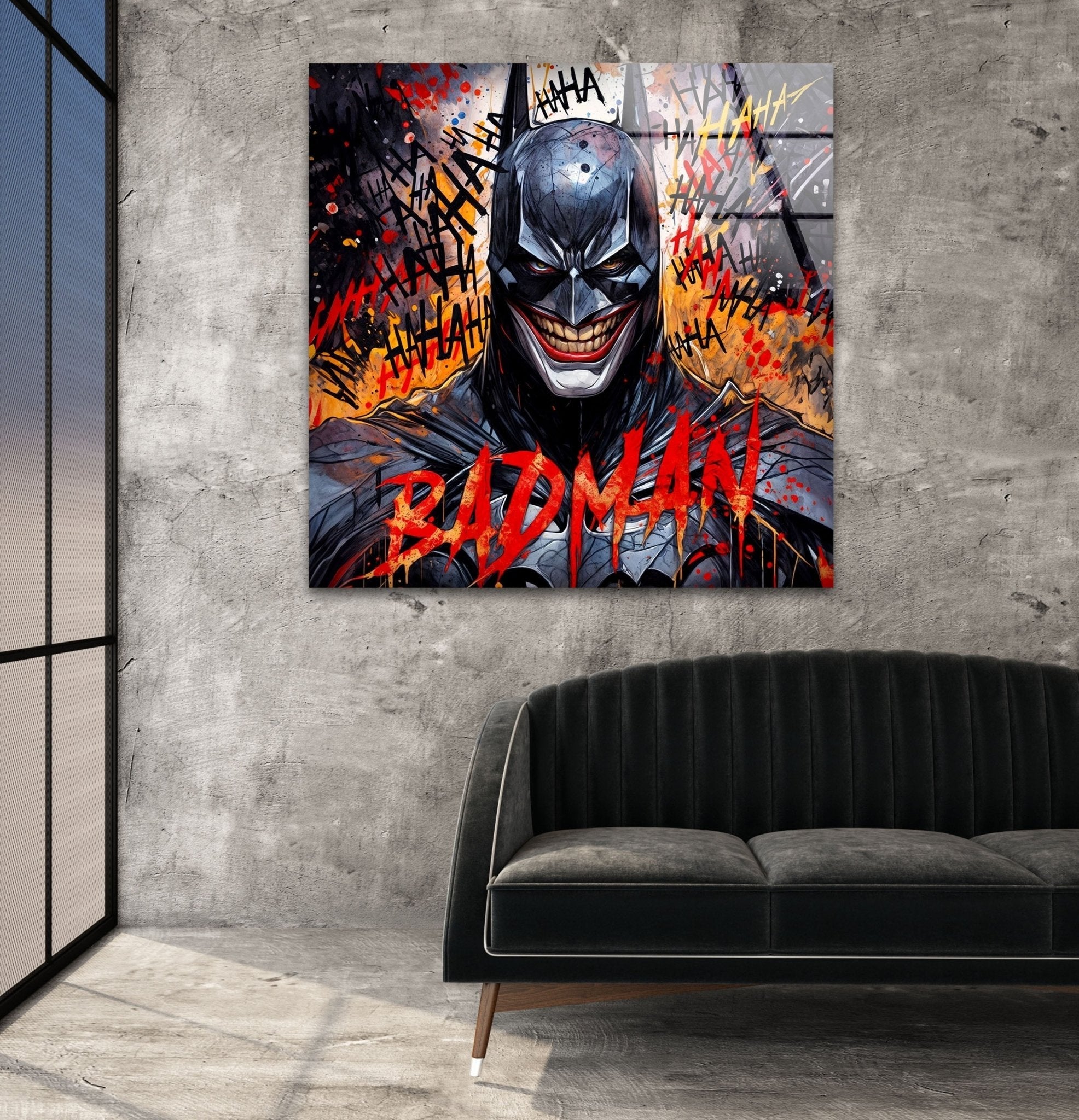 Badman Glass Wall Art - Modern Abstract Glass Wall Decor for Living Room, Bedroom & Office - Unique Handcrafted Glass Artwork for Home & Office Decor