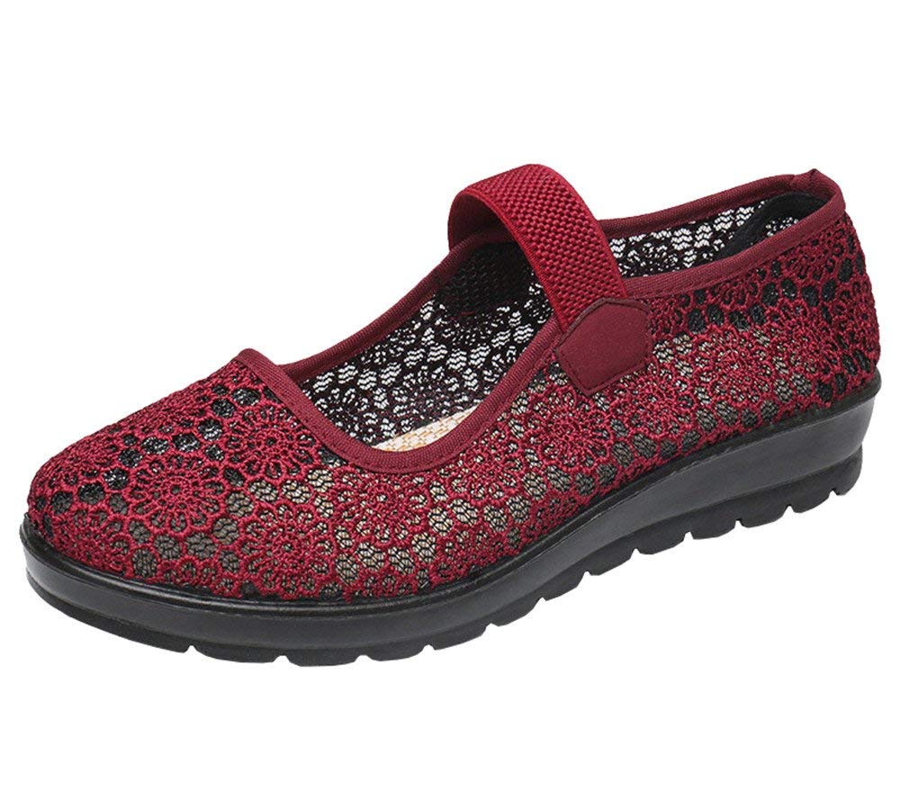 MissFiona Women's Breathable Hollow Out Mary Jane Flats - Soft-Soled Granny Walk Shoes for Dance, Walking & Casual Wear | Comfortable & Stylish Everyday Shoes