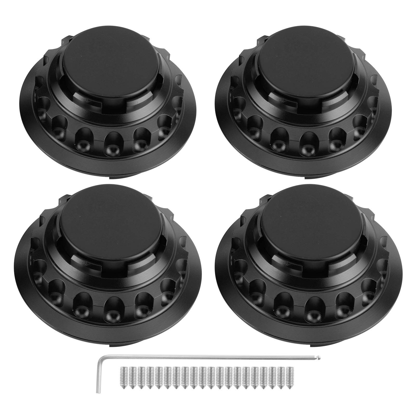 Akozon 4-Piece Aluminum Alloy Wheel Center Caps for 68-69mm Outer Diameter - Black Hub Cover Rim for BMW, Mercedes & Audi - Perfect for Car Upgrades & Wheel Protection