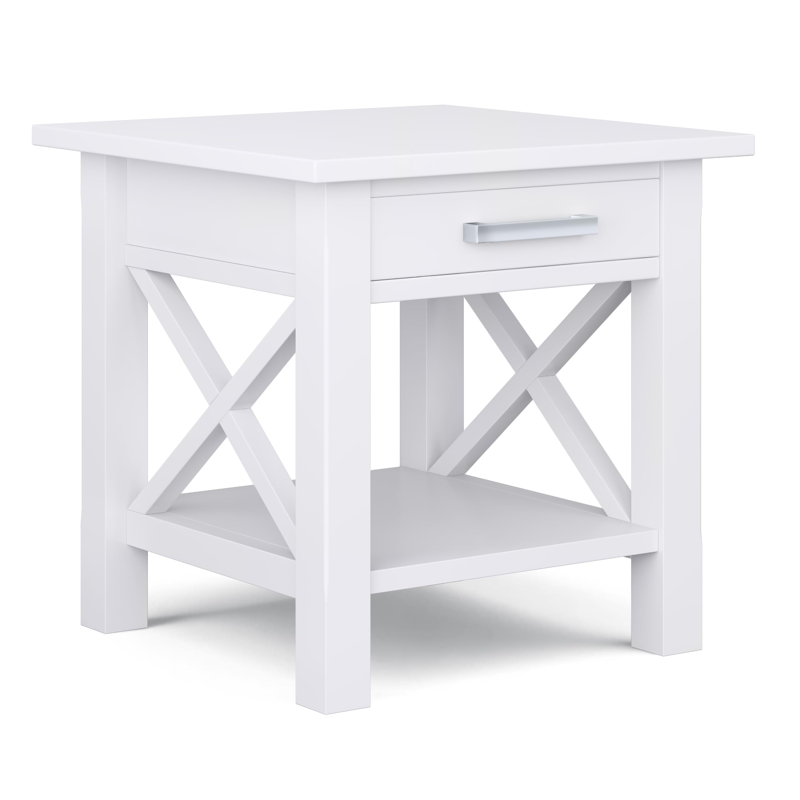 SIMPLIHOME Kitchener 21-inch Solid Wood Square End Table - Modern White Nightstand for Living Room, Bedroom & Office - Perfect for Holding Lamps, Books & Decor