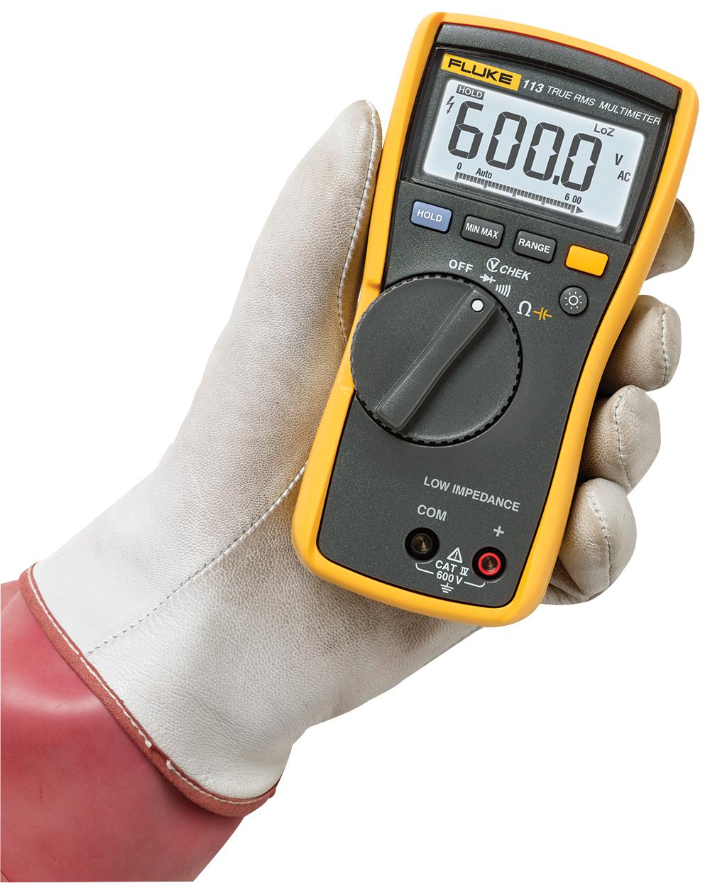 Fluke 113/APAC Digital Multimeter - True RMS Voltage Tester for Electricians, HVAC & Home Use - Measure AC/DC Voltage, Resistance & Continuity