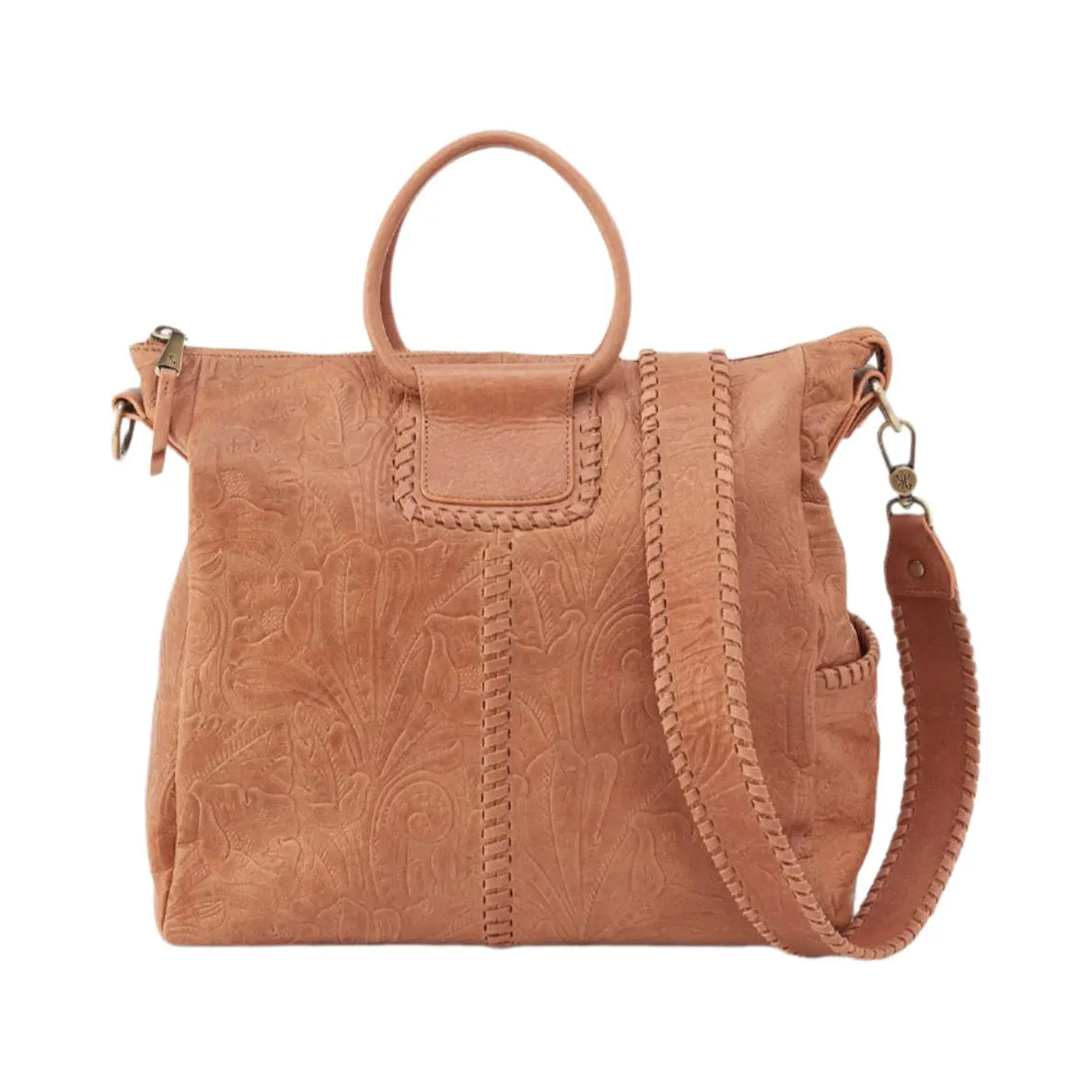 HOBO Sheila Large Satchel Bag - Genuine Tooled Embossed Leather Crossbody Purse for Women | Perfect for Work, Travel & Everyday Use
