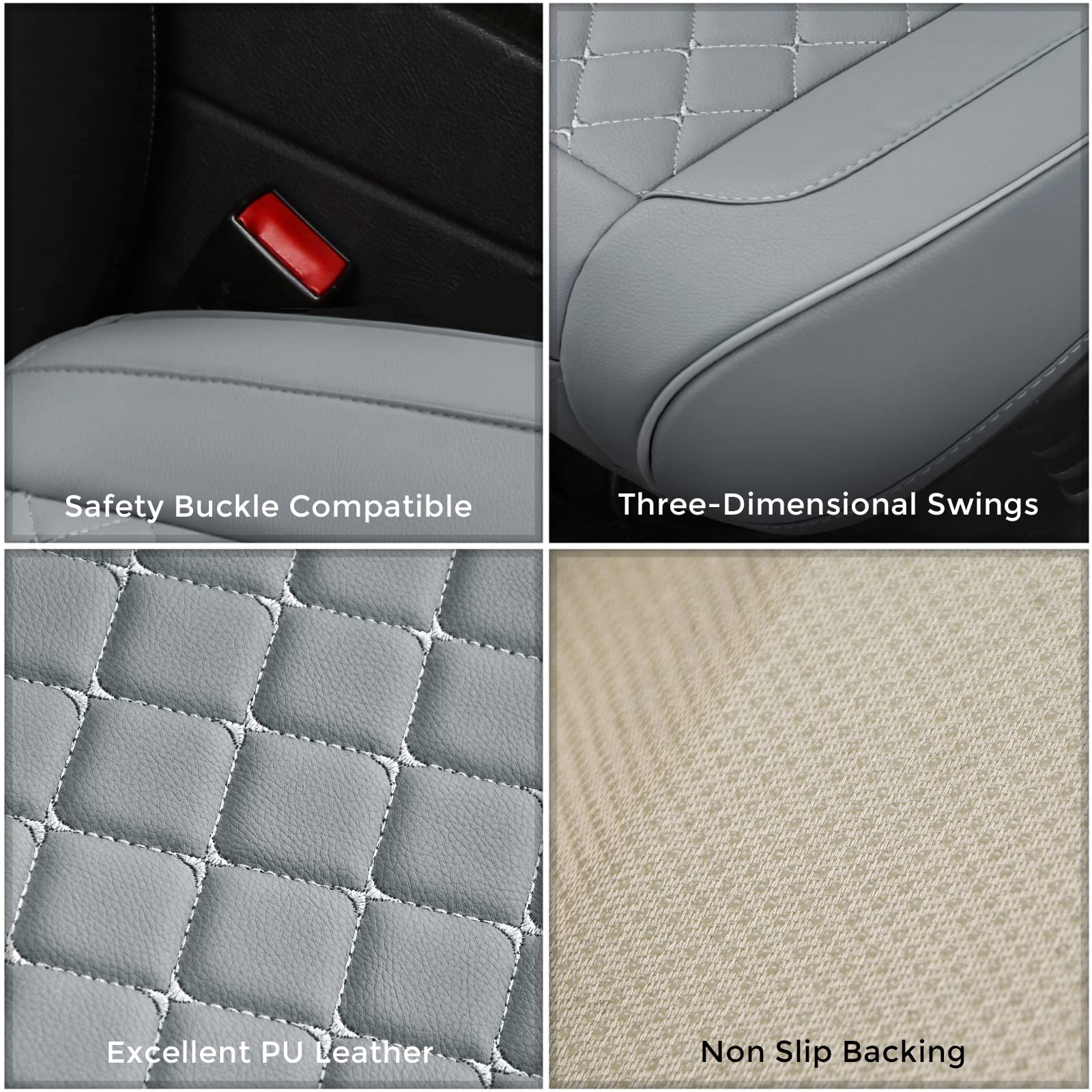 Premium PU Leather Car Seat Covers - Universal Fit for 95% Vehicles (Grey) | Front Seat Cushion Protectors for Cars, SUVs & Trucks | Waterproof & Easy to Clean | Perfect for Daily Commute, Road Trips & Family Travel