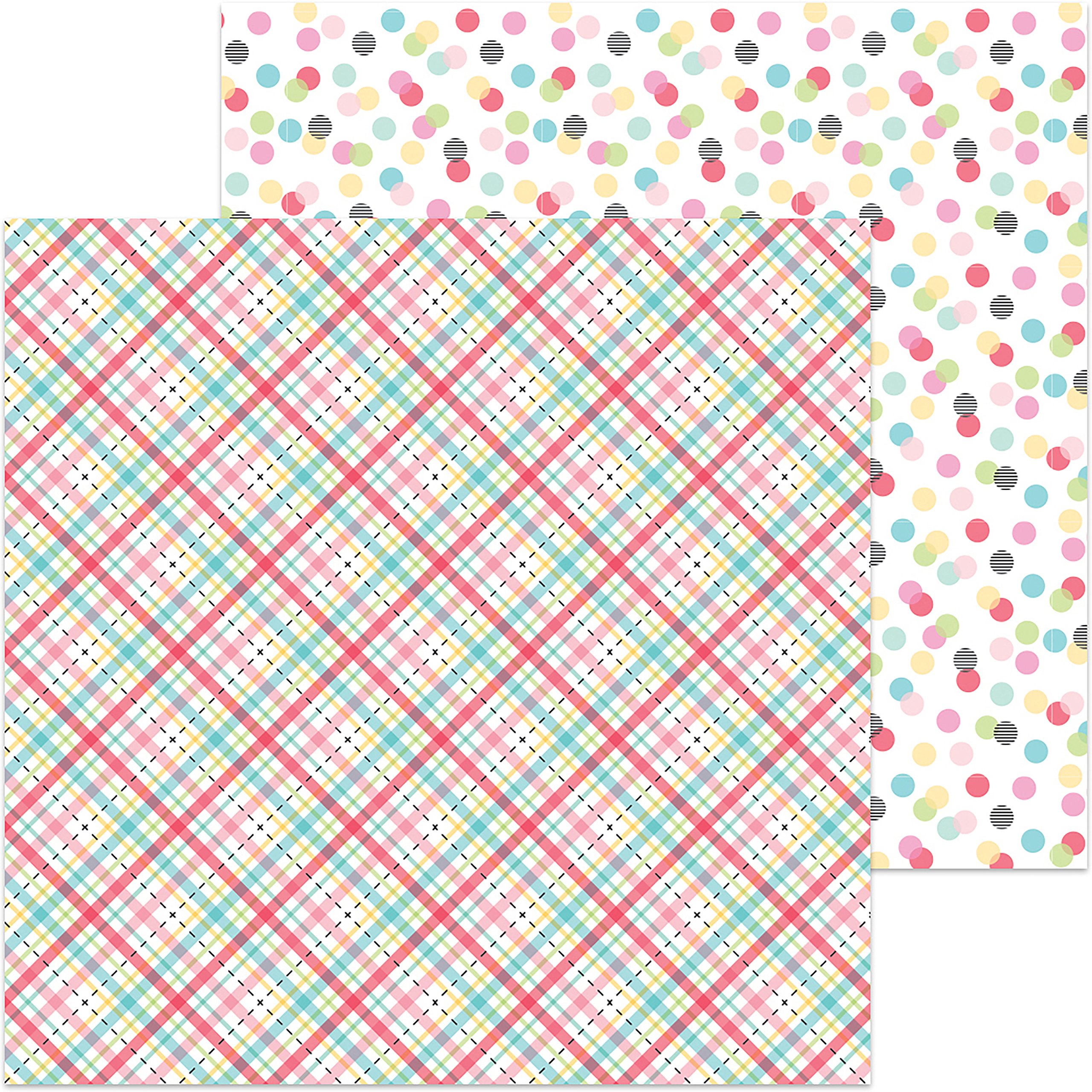 Doodlebug Plaid 'About You' So Punny Double-Sided 12x12 Inch Cardstock for Scrapbooking & Card Making